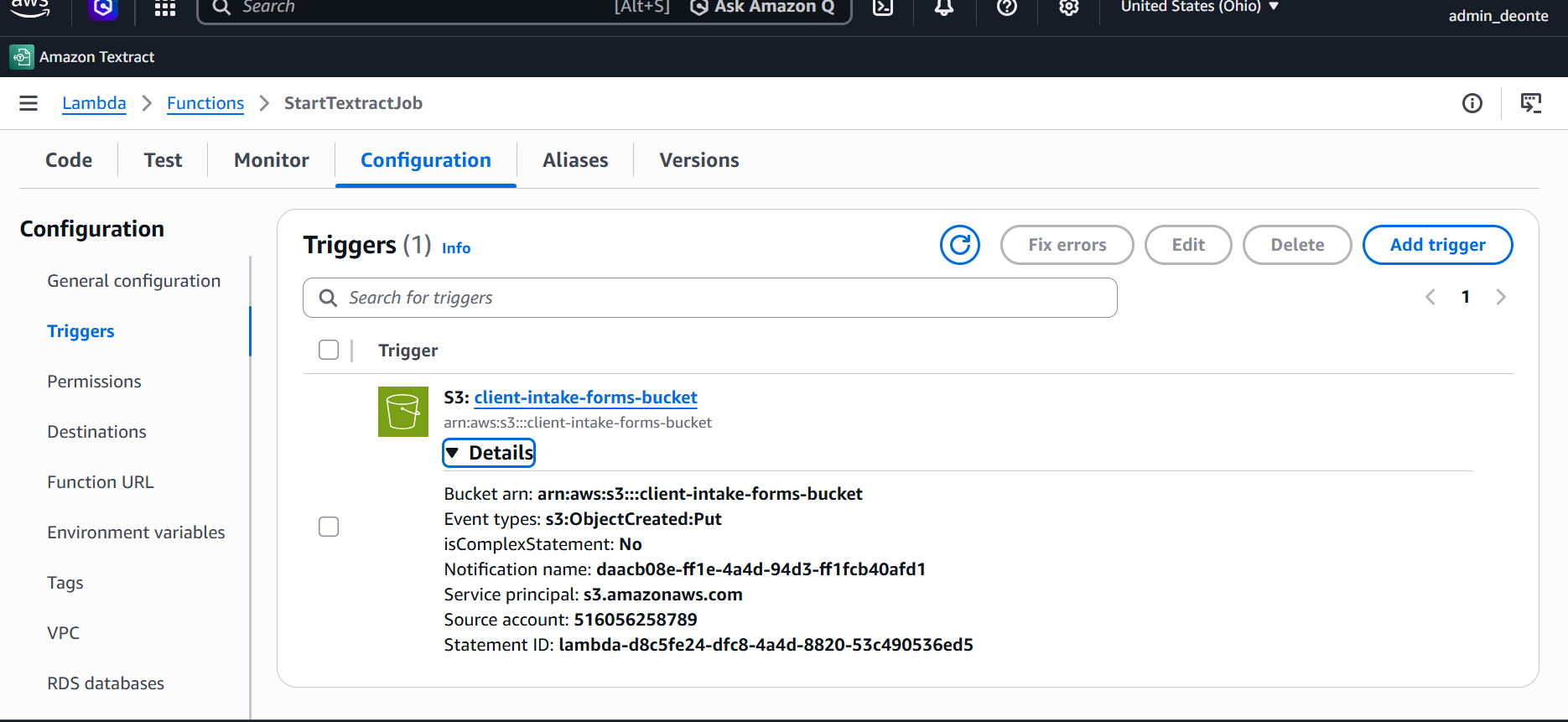 Lambda Trigger Workflow